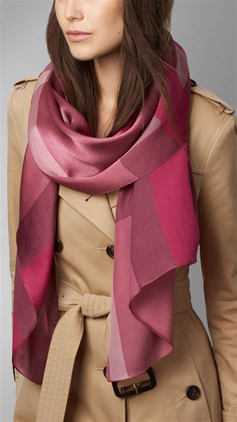 burberry pink silk scarf